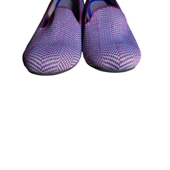Rothys Pink & Gray Chevron Knit Loafers Slip-On Flats with Blue Trim Size 6 - Picture 8 of 13